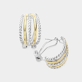 Two Tone Rope Metal Earrings