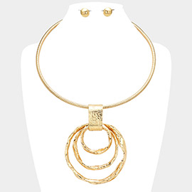 Geometric Pendant Metal Necklace