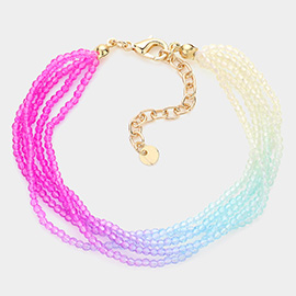 Gradation Seed Beaded Layered Bracelet