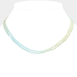 Gradation Seed Beaded Triple Layered Necklace