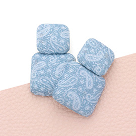 Paisley Printed Denim Square Earrings