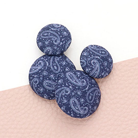 Paisley Printed Denim Circle Earrings