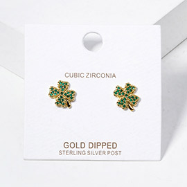Cubic Zirconia Clover Stud Earrings