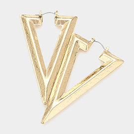 Metal Chevron Hoop Pin Catch Earrings