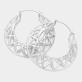 Cutout Metal Hoop Pin Catch Earrings