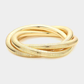 3 Row Intertwined Snake Metal Stretch Bracelet