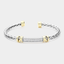 CZ Stone Paved Bar Cuff Bracelet