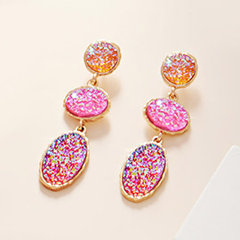 Triple Druzy Cluster Dropdown Earrings