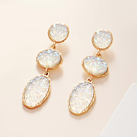 Triple Druzy Cluster Dropdown Earrings