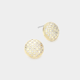 CZ Stone Paved Disc Stud Earrings