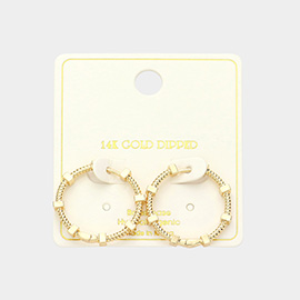 14K Gold Dipped Spin Wheel Huggie Hoop Earrings