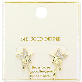 14K Gold Dipped Stone Paved Star Stud Earrings