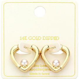 14K Gold Dipped Love Pearl Huggie Earrings