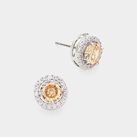 14K Gold Dipped CZ Stone Stud Earrings