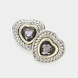 Heart Stone Pointed Stud Earrings