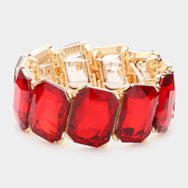 Rectangle Crystal Stone Cluster Stretch Evening Bracelet