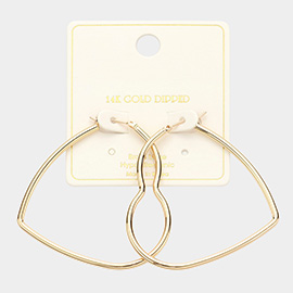 14K Gold Dipped Heart Hoop Pin Catch Earrings