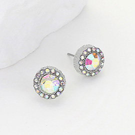 Round Stone Evening Stud Earrings