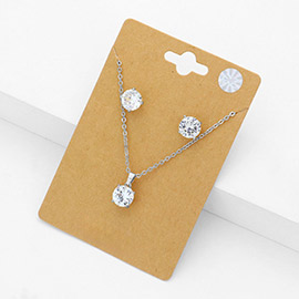 Round CZ Stone Pendant Necklace