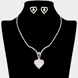 Rhinestone Paved Heart Necklace