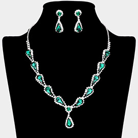 Teardrop Rhinestone Accented Necklace