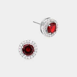 14K Gold Dipped CZ Stone Stud Earrings