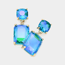 Square Rectangle Link Dangle Evening Earrings