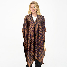 Maze Patterned Kimono Poncho