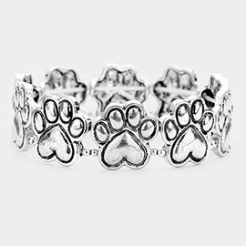 Textured Metal Paw Stretch Bracelet