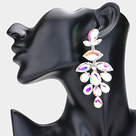 Teardrop Marquise Stone Cluster Chandelier Evening Earrings