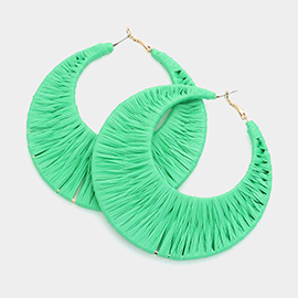 Oversized Raffia Wrapped Hoop Earrings