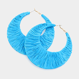 Oversized Raffia Wrapped Hoop Earrings