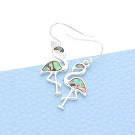 Abalone Flamingo Dangle Earrings