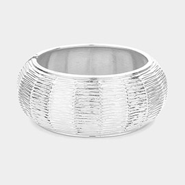 Chunky Textured Metal Hinged Bangle Bracelet