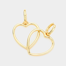 SECRET BOX_14K Gold Dipped Hypoallergenic Metal Open Heart Dangle Huggie Hoop Earrings