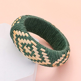 Raffia Weave Abstract Pattern Bangle Bracelet