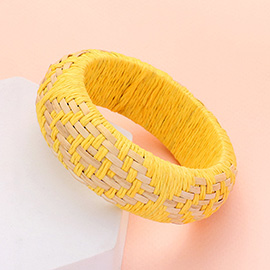 Raffia Weave Abstract Pattern Bangle Bracelet