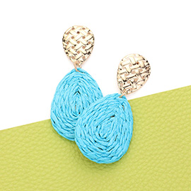 Raffia Wrapped Teardrop Dangle Earrings