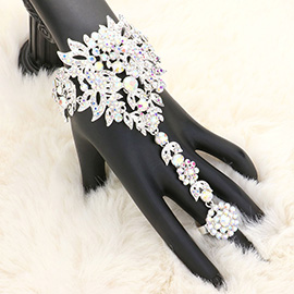 Crystal Rhinestone Accented Hand Chain Evening Bracelet