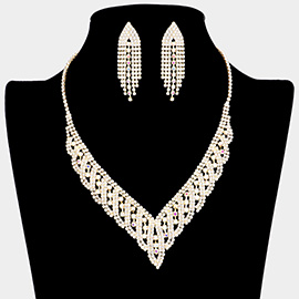 Rhinestone Paved V Shaped Necklace