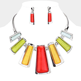 Enamel Bar Metal Chain Necklace