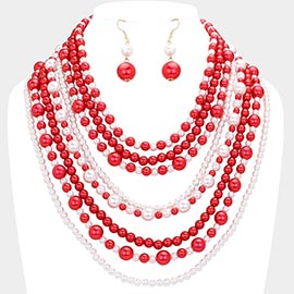 Pearl Multi Strand Bib Necklace