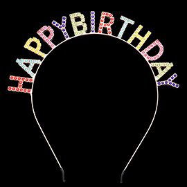 Stone Embellished Happy Birthday Message Headband