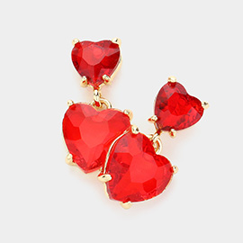 Heart Stone Cluster Dangle Earrings