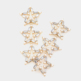 Rainbow Triple Star Link Dangle Earrings