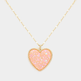 Druzy Heart Pendant Necklace