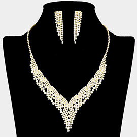 Rhinestone Paved V Shaped Necklace