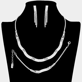 Rhinestone Paved Necklace Jewelry Set