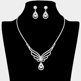 Rhinestone Paved Teardrop Pendant Necklace