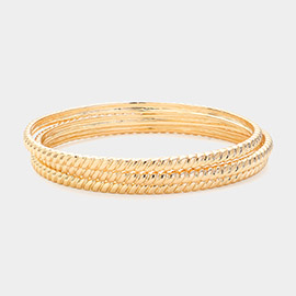 3PCS - Textured Metal Multi Layered Bangle Bracelets